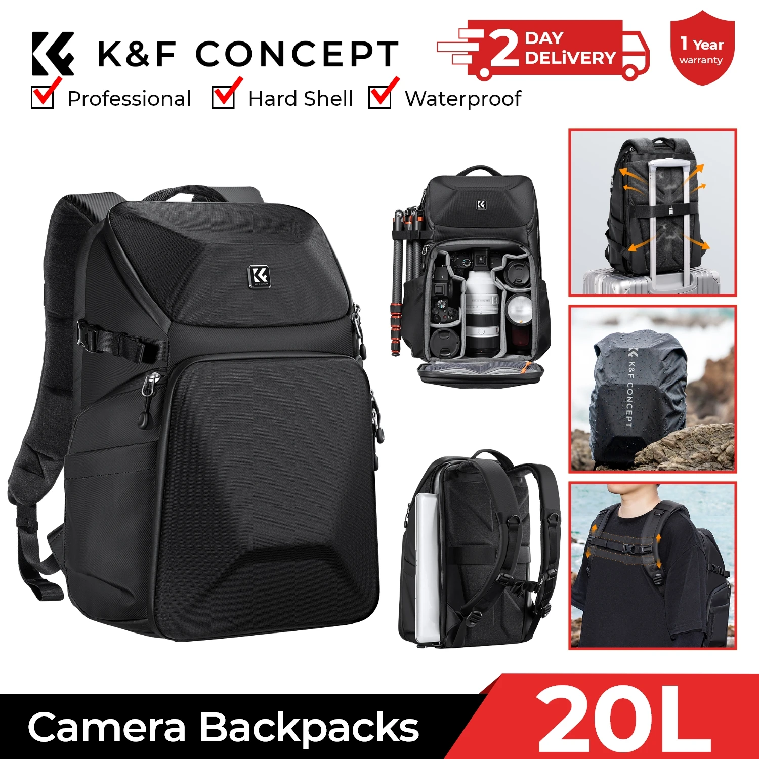 Phone Accessories For Photography - Zaino fotografico K&F CONCEPT 20L impermeabile