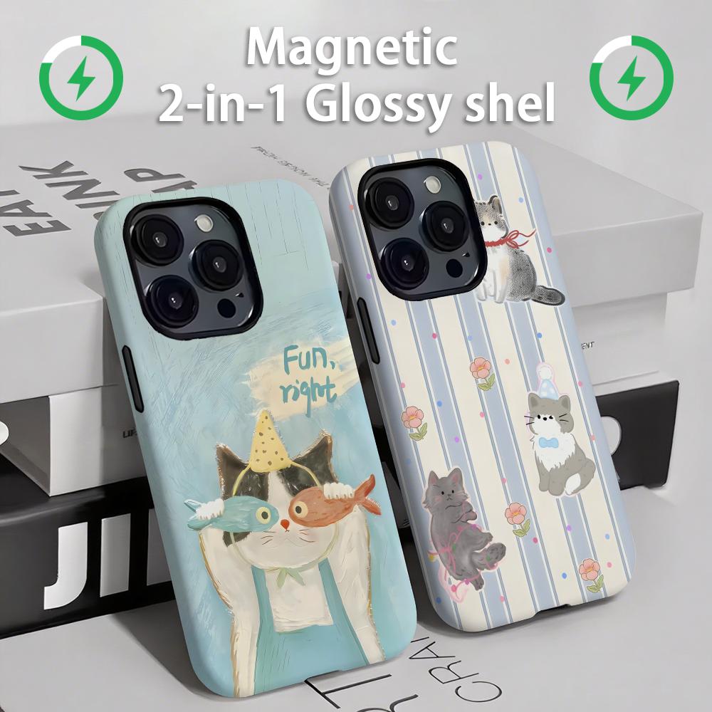 Magnetic Phone Case - Custodia per telefono con gatti e